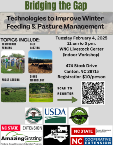 Cover photo for Workshop (4 February 2025, Canton, NC): Technologies to Improve Winter Feeding and Pasture Management